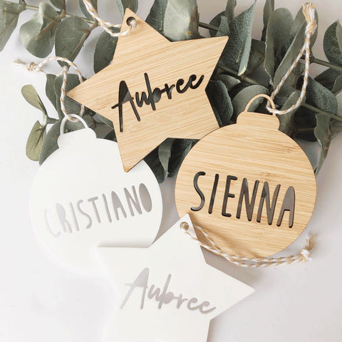 Laser Cut Name Christmas Baubles