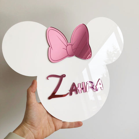 Minnie Mouse Bow Name Plaque (Acrylic)